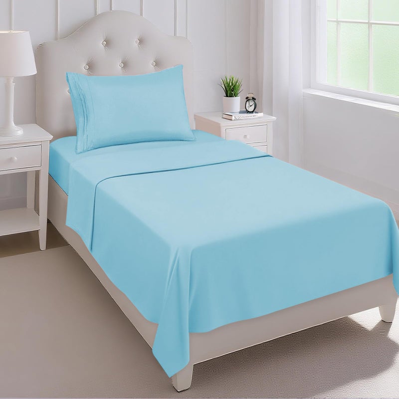 Mejoroom Twin Sheet Set - Hotel Collection Twin Sheets - Bedding Sheets & Pillowcases with Deep Pocket Fitted Sheet, Breathable, Wrinkle & Fade Resistant - 3 Piece(Baby Blue) - Image 1